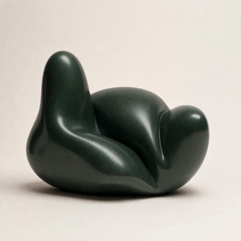 A soft, rounded graphite form with a satin surface.